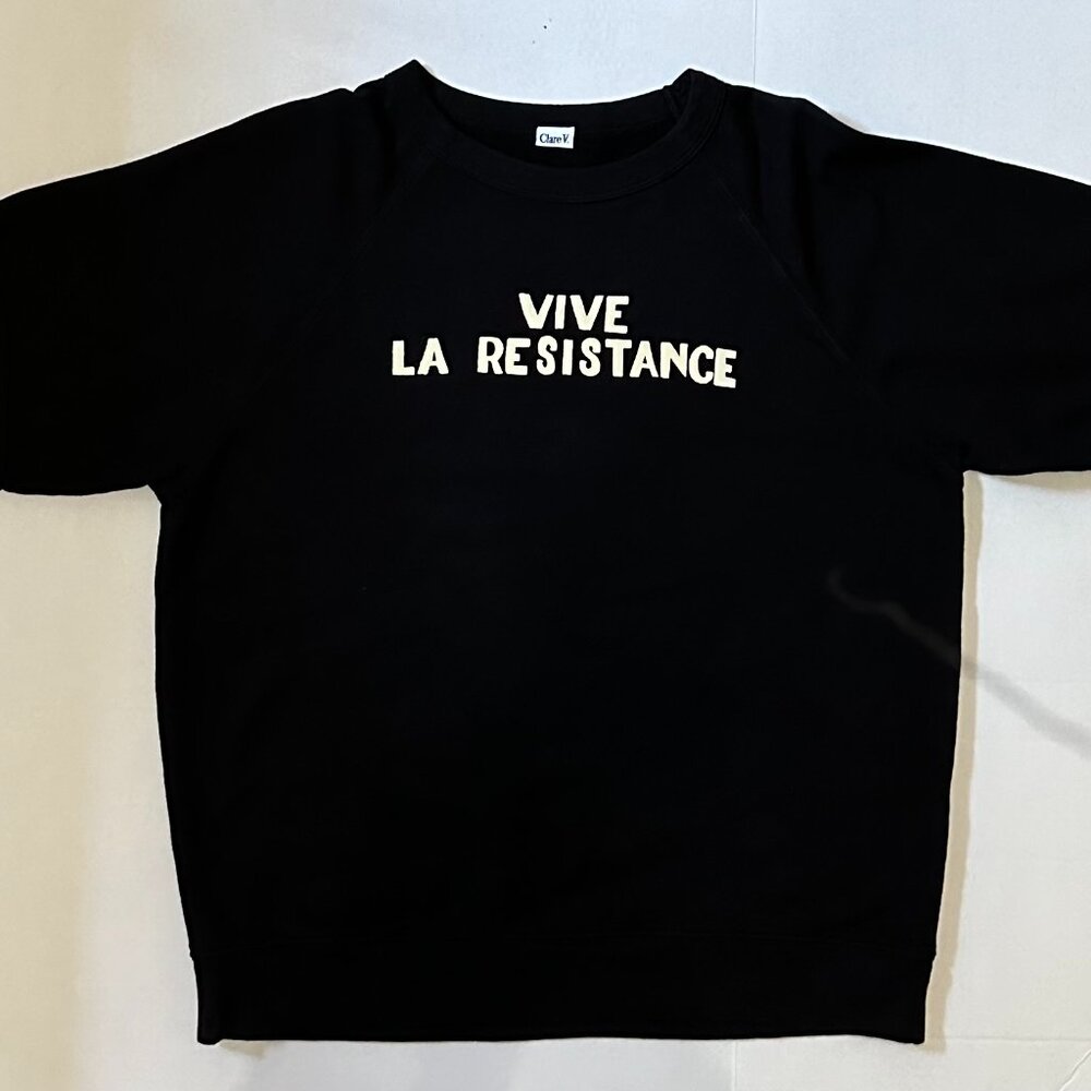 Clare V *VIVE LA RESISTANCE* Short Sleeve SWEATSHIRT Medium
